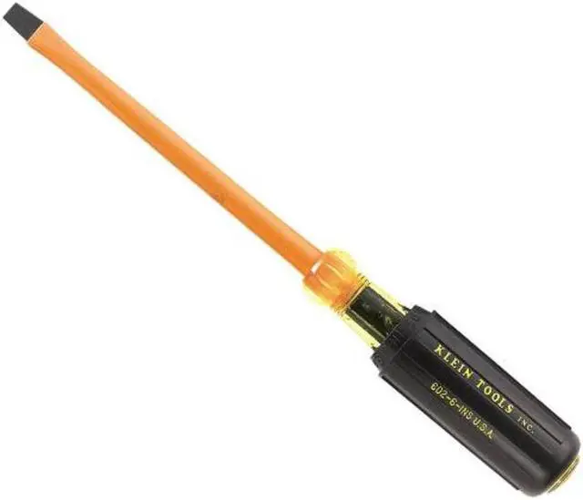 Alt view image 2 of 10 - KLEIN TOOLS 602-4-INS Insulated Screwdriver Slotted 1/4" 4 in Round
