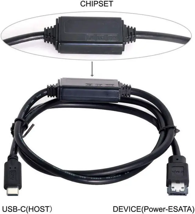 Alt view image 2 of 5 - eSATA to USB C Cable USB Type C Male Host to eSATA eSATAp HDD Cable for Laptop PC