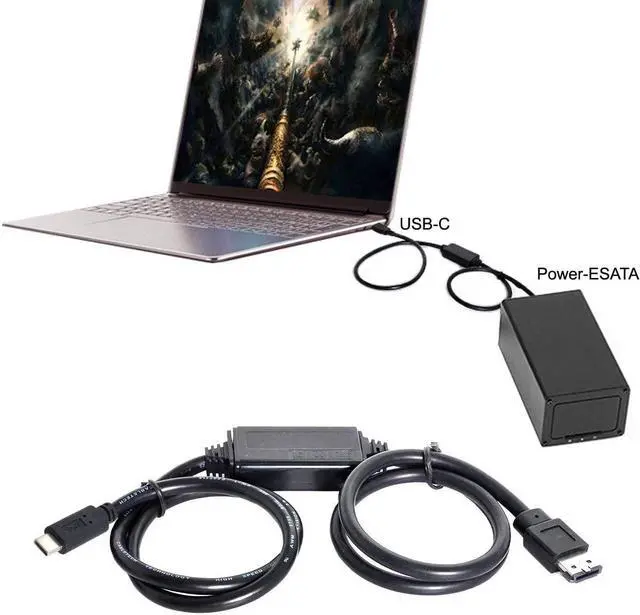 Alt view image 3 of 5 - eSATA to USB C Cable USB Type C Male Host to eSATA eSATAp HDD Cable for Laptop PC