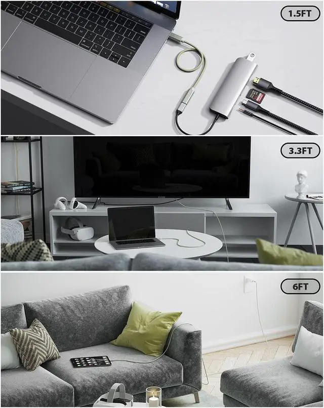 Alt view image 6 of 7 - Faracent USB Type C Extension Cable, (6Ft/1.8m) USB 3.1 (5gbps) Male to Female Extender Braided Data Cord for MacBook Pro, iPad Pro 2020, Surface, Samsung Galaxy S20/S10/S9 Green