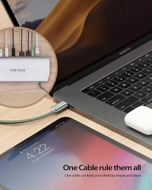 Alt view image 7 of 7 - Faracent USB Type C Extension Cable, (6Ft/1.8m) USB 3.1 (5gbps) Male to Female Extender Braided Data Cord for MacBook Pro, iPad Pro 2020, Surface, Samsung Galaxy S20/S10/S9 Green