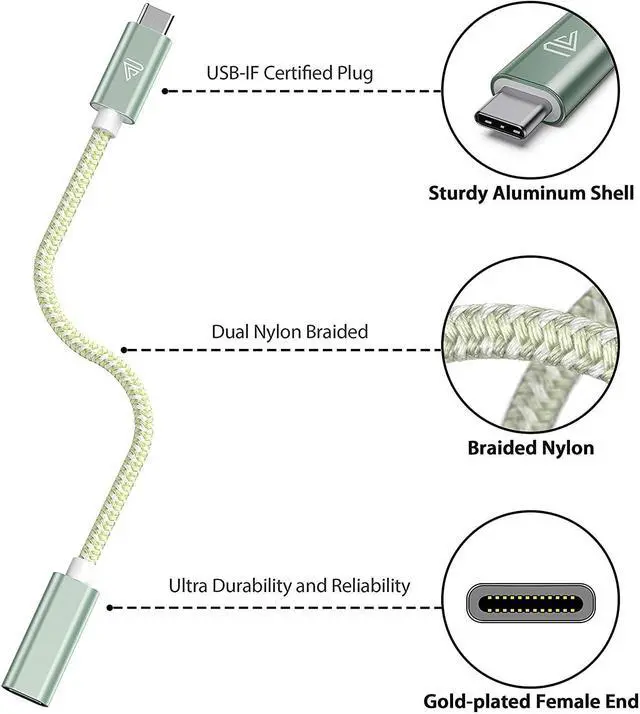 Alt view image 2 of 7 - Faracent USB Type C Extension Cable, (6Ft/1.8m) USB 3.1 (5gbps) Male to Female Extender Braided Data Cord for MacBook Pro, iPad Pro 2020, Surface, Samsung Galaxy S20/S10/S9 Green