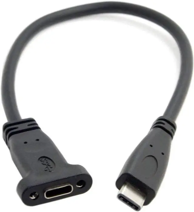 Alt view image 2 of 6 - USB-C USB 3.1 Type C Male to Female Data Extension Cable with Panel Mount Screw Hole