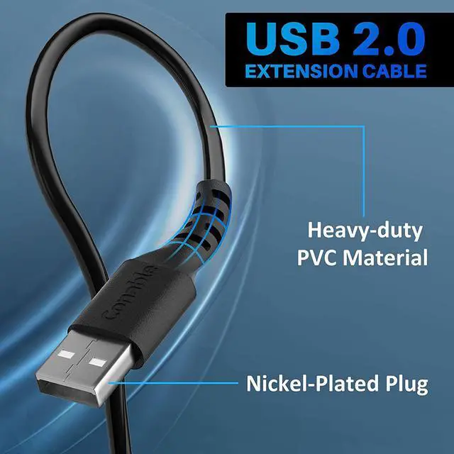 Alt view image 6 of 7 - 3 Pack USB Extension Cable 6 FT USB 2.0 Type A Male to Female Extender Cord Adapter Compatible with Printer Keyboard Mouse Flash Drive Hard Drive Controller Black Cable with 5 Cable Ties