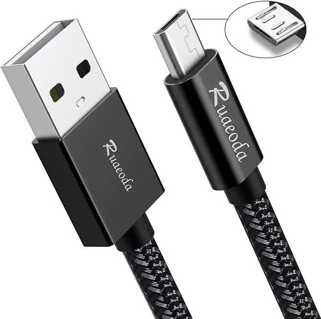 Alt view image 2 of 7 - Long Micro USB Cable Android Charger 20ft with Gold-Plated Compatible with PS4 Charger Cable - High Speed 2.0 USB A Male to Micro USB Nylon Braided Cable for Android Phone