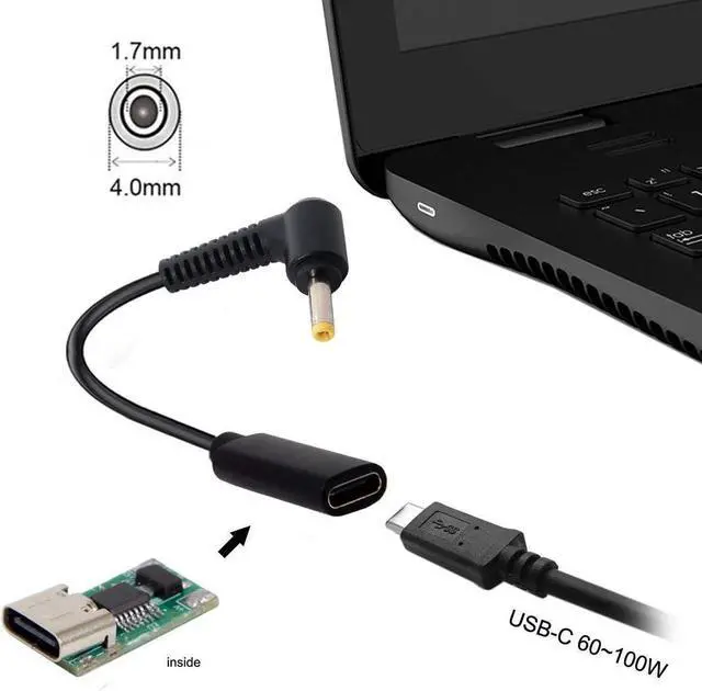 Alt view image 2 of 7 - USB C to DC 20V 4.0x1.7mm PD 65W Charge Cable for Laptop