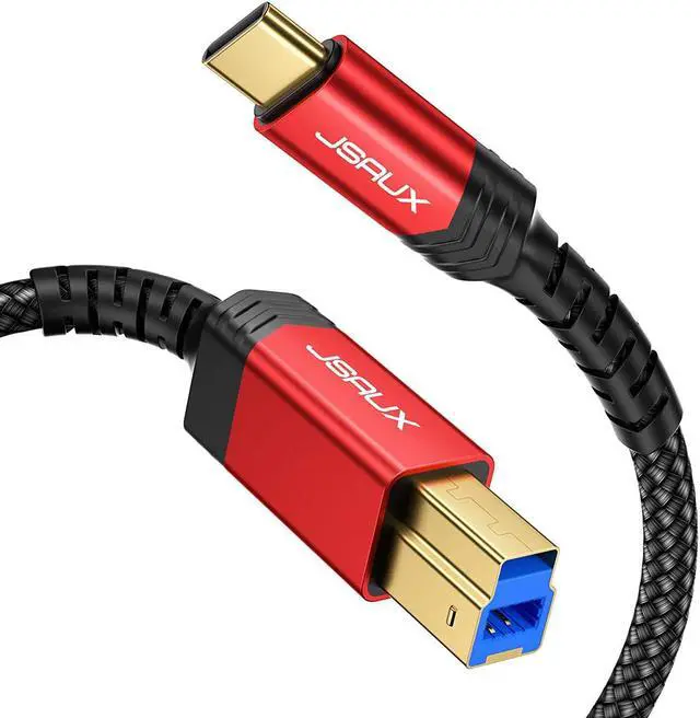Main image of JSAUX USB 3.0 Cable B Male to USB-C, 10ft USB 3 Type B Cord Nylon Briaded Compatible with Docking Station, External Hard Drivers, Scanner and More