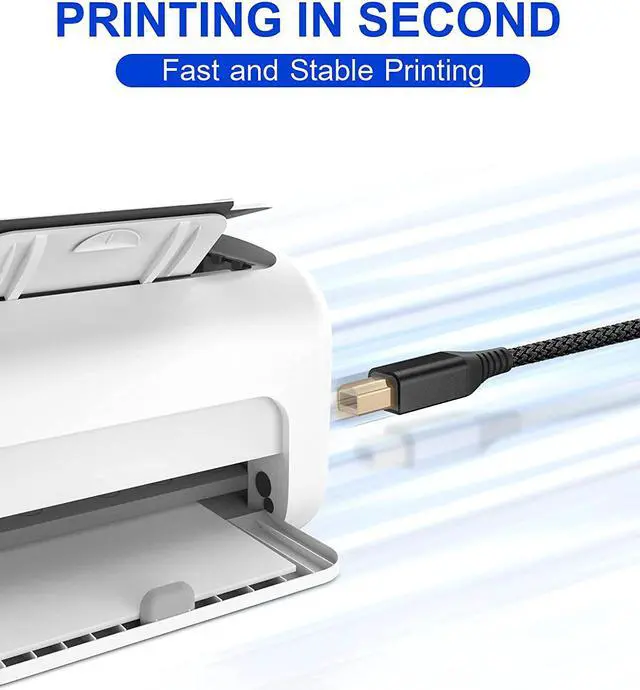 Alt view image 3 of 8 - Printer Cable 10ft Sweguard USB Printer Cord USB 2.0 Type A Male to B Male Cable Scanner Cord High Speed Compatible with HP Canon Dell Epson Brother Lexmark Xerox Samsung and Piano DAC-Black