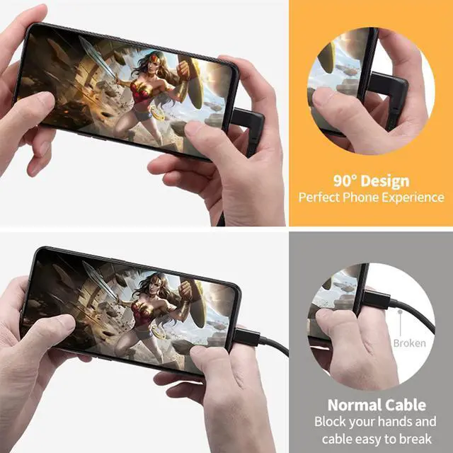 Alt view image 2 of 7 - Right Angle USB C Extension Cable 0.6FT 90 Degree USB-C 3.2 Gen 2 20Gbps Male to Female Type C 4K Video Extender Cord for iPhone 16 15 MacBook iPad Pro/Air/Mini Galaxy S25/S24