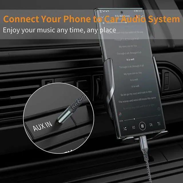 Alt view image 4 of 6 - USB C to 3.5mm Audio Aux Jack Cable 3.3FT USB Type C to Male Adapter Dongle Cable Cord Car Headphone Compatible with iPhone 16/15 Pro Max  Galaxy S24 S23 S22 iPad Pro MacBook Google
