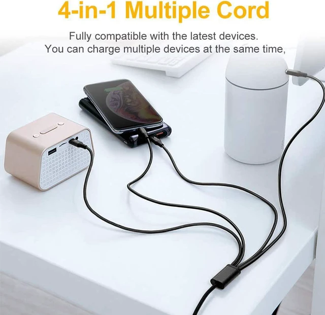 Alt view image 3 of 7 - Multi Charging Cable 2Pack 4FT 4 in 1 Charging Cable for Multiple Devices