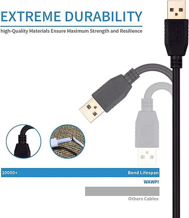 Alt view image 4 of 7 - Tan QY USB A to A Male Cable 40Ft, USB to USB Cable USB Male to Male Cable Double End USB Cord with Gold-Plated Connector for Hard Drive Enclosures, Printers, Modems, Cameras (12M/40Ft)