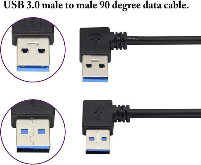 Alt view image 3 of 7 - Left & Right Angle USB 3.0 A Male Extender Cable90 Degree USB 3.0 A Male to A Male Data Transfer and Charging Connector Cable for USB Keyboard Mouse Flash Drive Hard Drive.(1M/3ft-Black)