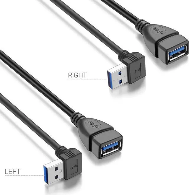 Alt view image 5 of 7 - Short USB 3.0 Extension Cable 2 Pack SuperSpeed USB 3.0 Angle Male to Female Extension Cable 6 Inch Convertor Adapter Extender Cord Up Angle and Down Angle one Each