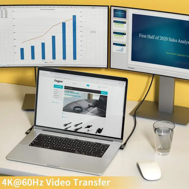 Alt view image 5 of 6 - Fasgear 5A 100W USB C to Type C 90-Degree Cable, 6ft USB 3.1 Gen 2 10Gbps Data Power Delivery (PD) Cord Compatible for VR Headset,PD Docking Station,Hard Drives,Mac-Book,4K Displays (6ft, Black)