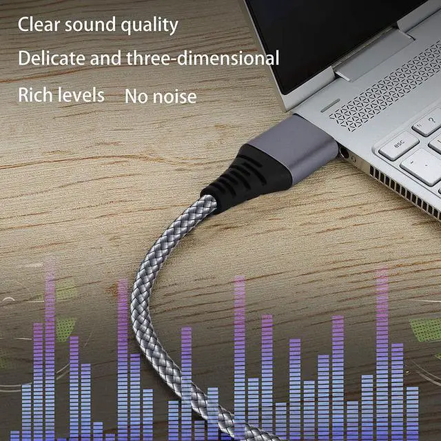 Alt view image 3 of 5 - USB to 1/4 Male TRS Audio Stereo Cable 6.35mm Jack Adapter Compatible with LaptopWindows or PCAmplifier Speaker Headphones.6.6FT Note:Not Applicable Recording Truck TV Ports Grey
