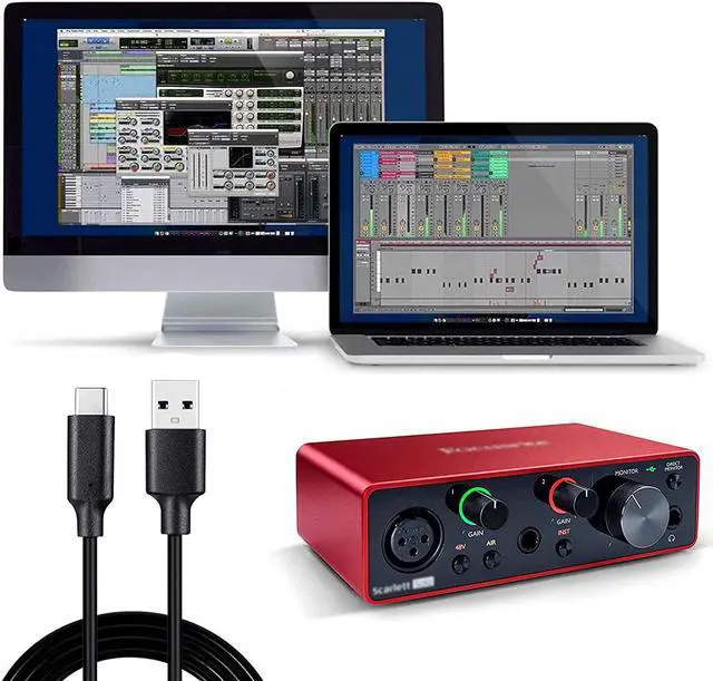 Alt view image 5 of 7 - weishan Type C to USB Cable Compatible with Focusrite Scarlett Solo(3rd Gen), Scarlett 2i2(3rd Gen) USB Audio Interface, with USB C Male to USB Female Adapter, 6.6 ft