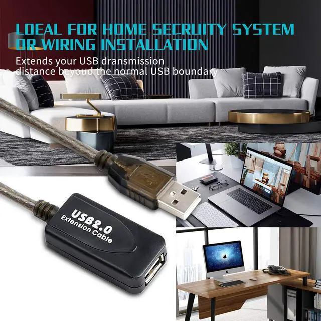 Alt view image 7 of 7 - 30 FT USB Extension Cable, USB 2.0 Type A Male to A Female Active Repeater Extension Cable 30 ft, High Speed 480 Mbps