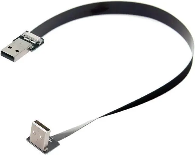 Alt view image 7 of 7 - USB 2.0 Type-A Male to USB 2.0 Type-A Male Data Flat Slim FPC Cable 90 Degree Up Angled for FPV & Disk & Scanner & Printer 100CM
