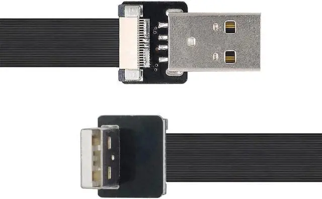 Alt view image 2 of 7 - USB 2.0 Type-A Male to USB 2.0 Type-A Male Data Flat Slim FPC Cable 90 Degree Up Angled for FPV & Disk & Scanner & Printer 100CM