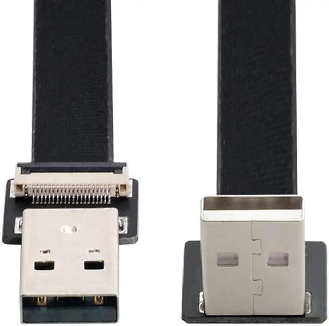 Alt view image 3 of 7 - USB 2.0 Type-A Male to USB 2.0 Type-A Male Data Flat Slim FPC Cable 90 Degree Up Angled for FPV & Disk & Scanner & Printer 100CM