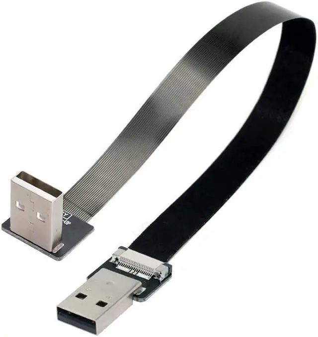 Alt view image 5 of 7 - USB 2.0 Type-A Male to USB 2.0 Type-A Male Data Flat Slim FPC Cable 90 Degree Up Angled for FPV & Disk & Scanner & Printer 100CM