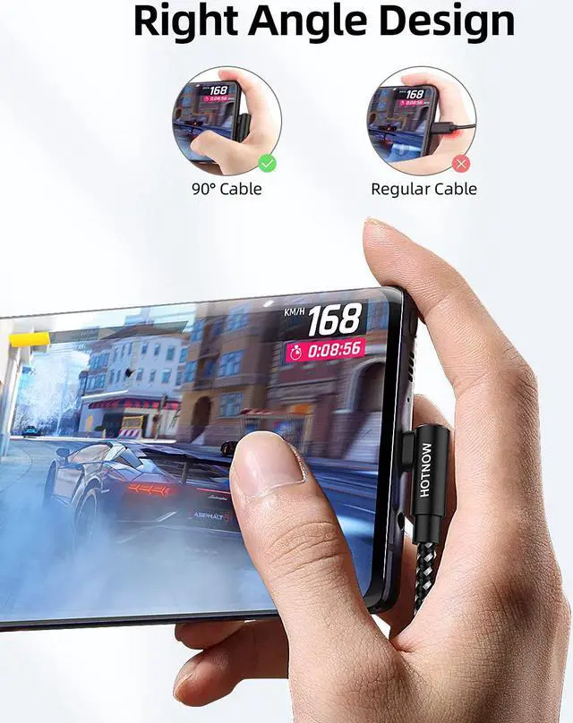 Alt view image 2 of 7 - Short USB C Cable Right Angle 1ft [3Pack 1ft] Portable USB-C Charger Nylon Braided Fast Charging Cord for  Galaxy S10 S9 S8 Plus Note 9 8 Power Bank and Other Type c Devices