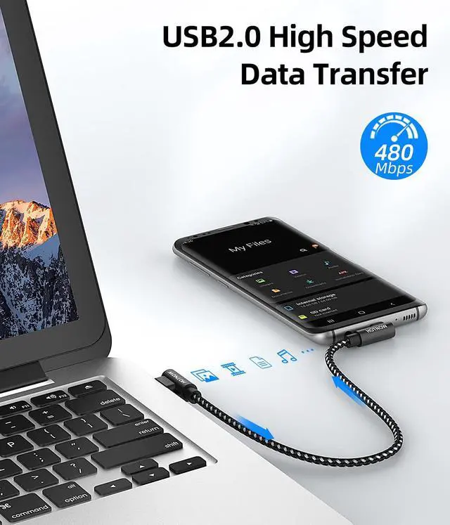 Alt view image 4 of 7 - Short USB C Cable Right Angle 1ft [3Pack 1ft] Portable USB-C Charger Nylon Braided Fast Charging Cord for  Galaxy S10 S9 S8 Plus Note 9 8 Power Bank and Other Type c Devices