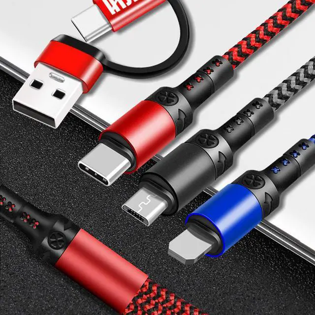 Alt view image 5 of 6 - Multi Charging Cable (3Pack 4ft) 6 in 1 USB A/C to USB C/Micro USB/i-P Connector Multiple Charger Cord for Cell Phone/IP/Galaxy/PS/iPads and More
