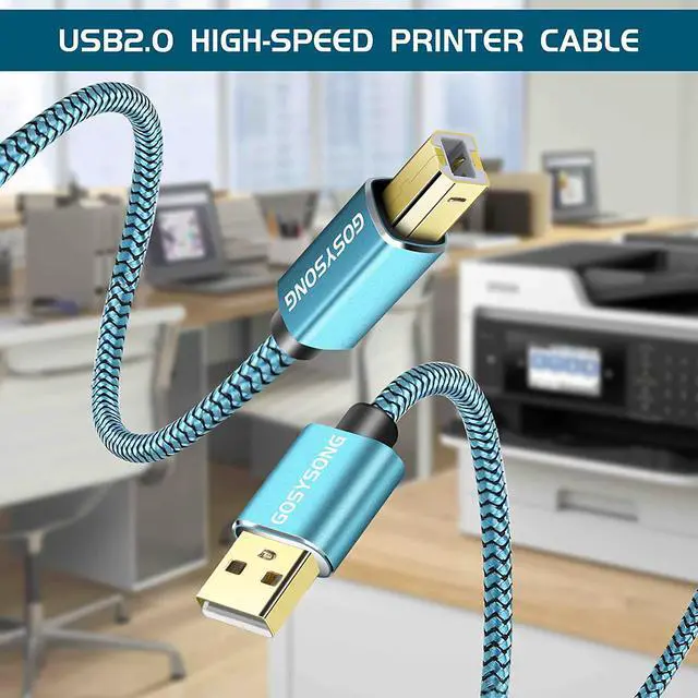 Alt view image 7 of 7 - Printer Cable 30FT USB Printer Cord 2.0 Type A Male to B Male Cable Scanner Cord High Speed Compatible with HP Canon Dell Epson Lexmark Xerox Samsung and More (Blue)