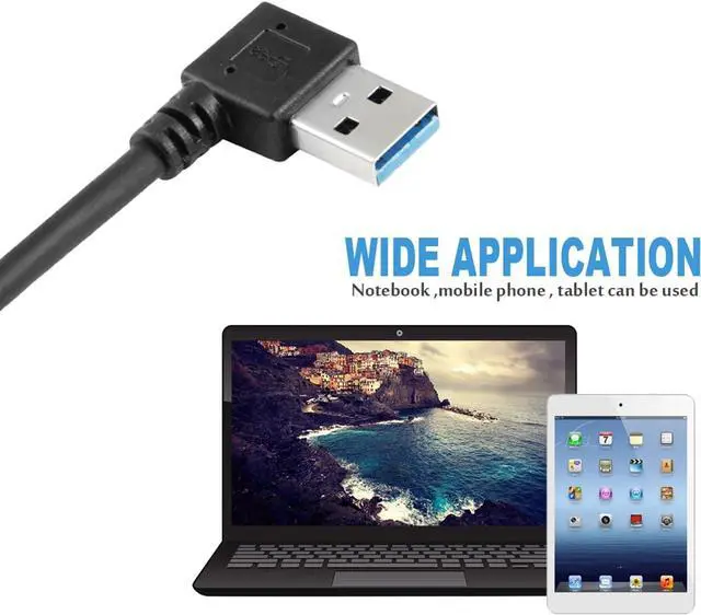 Alt view image 2 of 7 - USB 3.0 Extension Cable - A Left & Right Angle - Male to Female - Pack of 2 (Black-Up Down Angle)