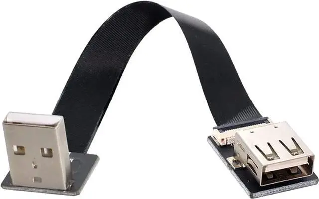 Alt view image 3 of 7 - Down Angled Flat Slim FPC USB 2.0 Type-A Male to Female Extension Data Cable for FPV & Disk & Scanner & Printer 20CM