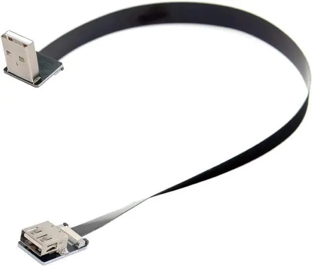 Alt view image 6 of 7 - Down Angled Flat Slim FPC USB 2.0 Type-A Male to Female Extension Data Cable for FPV & Disk & Scanner & Printer 20CM