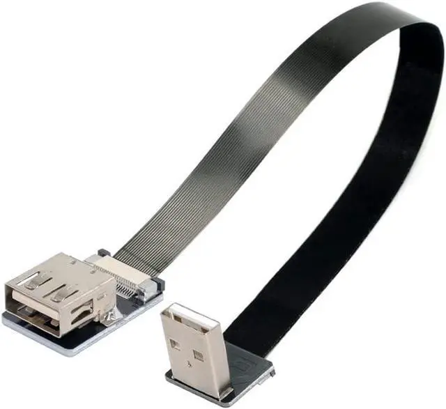 Alt view image 7 of 7 - Down Angled Flat Slim FPC USB 2.0 Type-A Male to Female Extension Data Cable for FPV & Disk & Scanner & Printer 20CM