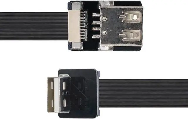Alt view image 2 of 7 - Down Angled Flat Slim FPC USB 2.0 Type-A Male to Female Extension Data Cable for FPV & Disk & Scanner & Printer 20CM