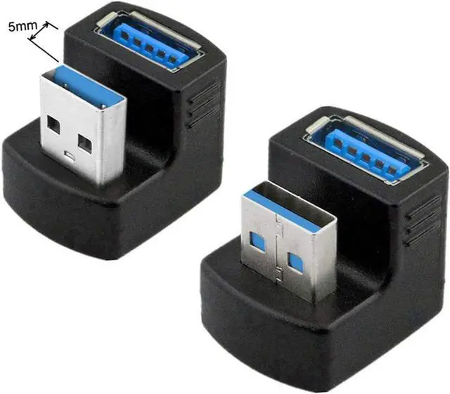 Alt view image 3 of 5 - USB Type A to Type A Adapter Up & Down Angled USB 3.0 Adapter A Male to Female Extension 180 Degree 5Gbps