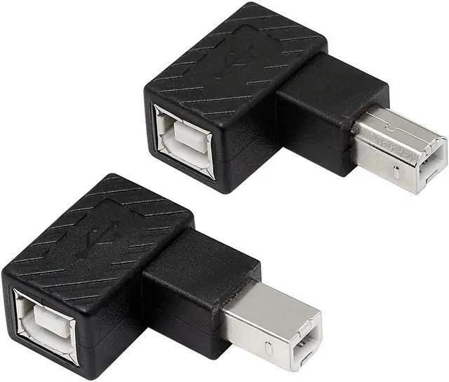 Main image of USB 2.0 Type-B Printer Adapter 2Pack 90 Degrees USB 2.0 B Male to Type-B Female Printer Adapter for Printer Scanner Mobile HDD and MoreLeft Angle+Right Angle
