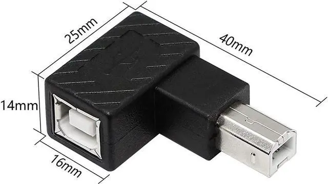 Alt view image 4 of 7 - USB 2.0 Type-B Printer Adapter 2Pack 90 Degrees USB 2.0 B Male to Type-B Female Printer Adapter for Printer Scanner Mobile HDD and MoreLeft Angle+Right Angle