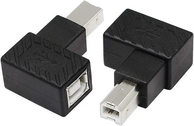 Alt view image 6 of 7 - USB 2.0 Type-B Printer Adapter 2Pack 90 Degrees USB 2.0 B Male to Type-B Female Printer Adapter for Printer Scanner Mobile HDD and MoreLeft Angle+Right Angle