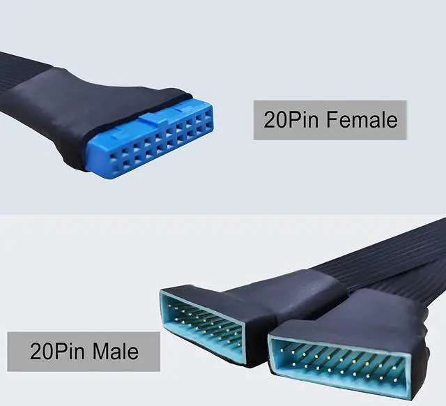 Alt view image 2 of 6 - USB 3.0 Header Extension Cable, 19/20 Pin 1 to 2 Y Splitter Internal Extension Adapter DIY(5.9 inch)