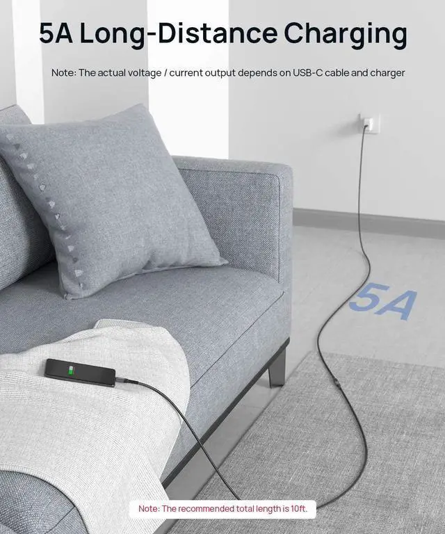 Alt view image 3 of 7 - USB C Extension Cable (6.6FT/2M) Type C 3.1 GEN 2 Male to Female Extender Cord for USB C Hub/Dock Pixel 3 2 XL Galaxy S20 S10 S9 S8 and More