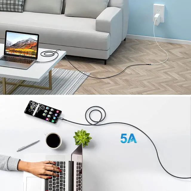 Alt view image 5 of 7 - Besgoods USB C Extension Cable,USB C Male to Female Extender 3ft USB 3.2 Fast Charge 10Gbps Data Transfer 4K Display Compatible with USB C Hub,Thunderbolt 3 Port,iPad,MacBook Air,Dell XPS-2Pack,Black