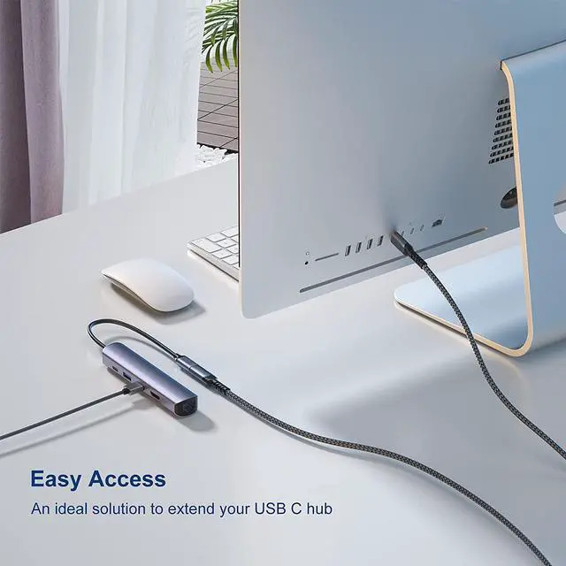 Alt view image 3 of 7 - Besgoods USB C Extension Cable,USB C Male to Female Extender 3ft USB 3.2 Fast Charge 10Gbps Data Transfer 4K Display Compatible with USB C Hub,Thunderbolt 3 Port,iPad,MacBook Air,Dell XPS-2Pack,Black