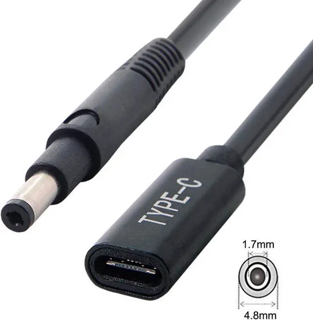 Alt view image 2 of 7 - Xiwai Type C USB-C Female Input to 65W DC Power PD Charge Cable fit for Laptop 18-20V (4.8x1.7mm)
