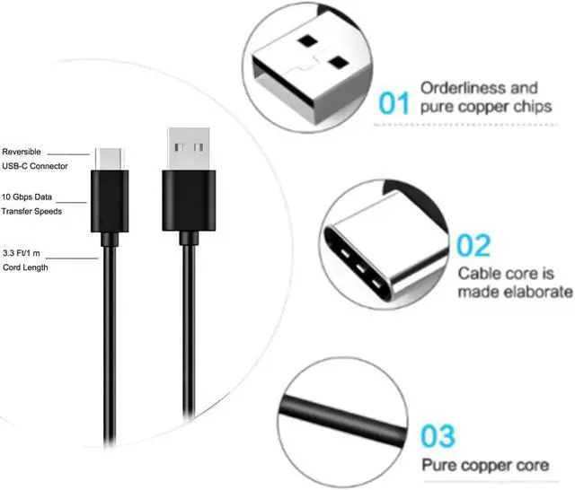 Alt view image 3 of 6 - USB C Adapter Charger Charging Cable Power Cord Wire Compatible for Remarkable 2 Paper Pro Tablet Onn Pro 8 Pro 10.1 ONN Surf 8 ONN Surf 10.1 Gen 2 Model & More USB-C Port Tablet Charger (5FT)