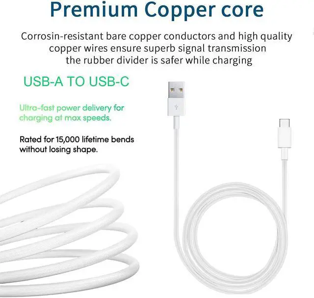 Alt view image 4 of 7 - USB C Charger Cable for Samsung Galaxy Z Flip 6, Flip 5, Flip 4, Flip 3, Flip 2, Samsung Galaxy Z Fold6, Fold 5, Fold 4, Fold 3, Fold 2 Samsung Phone Car Power Charging Cord Accessories (5FT White)