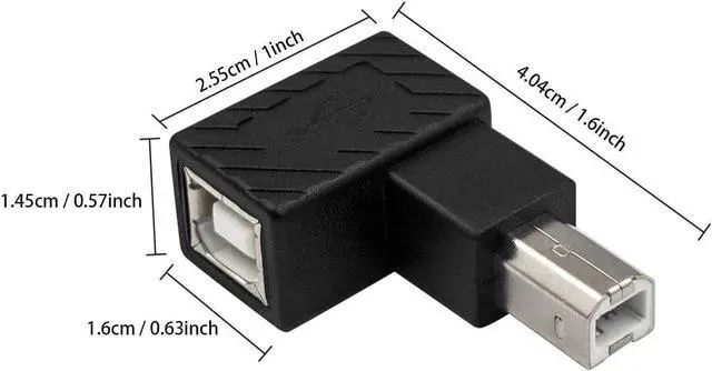 Alt view image 6 of 6 - USB B 2.0 Adapter USB 2.0 Type-B Printer Cable Adapter Left Angle USB B 2.0 Male to Female Adapter for Printer Short Extension Cable for Printer Scanner Mobile HDD and More