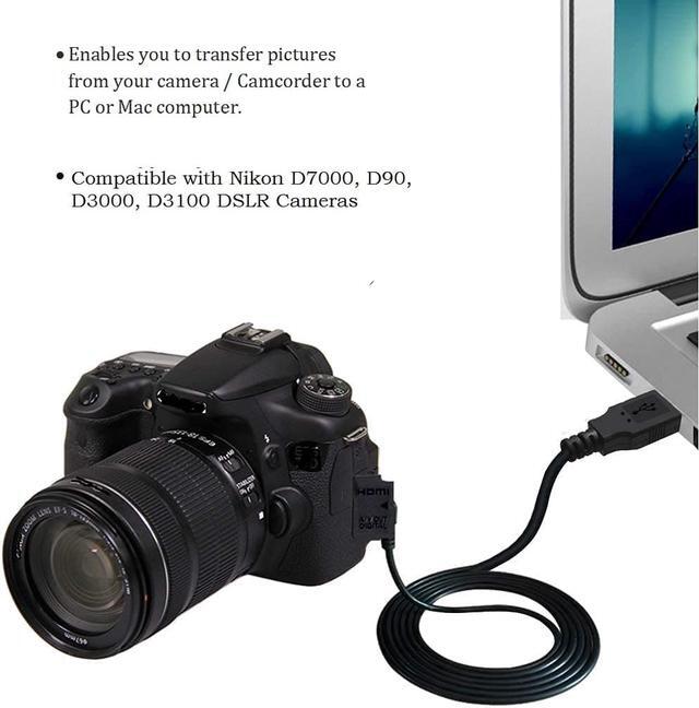 Alt view image 3 of 4 - BRENDAZ Compatible Nikon Camera USB Cable for Nikon D7000, D90, D3000, D3100 DSLR Camera, Works as Replacement for UC-E4 USB Cable, Mini USB Cable USB 2.0 Data Transfer & Charger Cable Cord. (10-FEET)