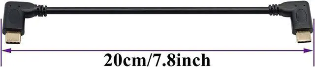 Alt view image 2 of 7 - 90 Degree USB 3.1 Type C Male to Male Gen 2 (10Gbps) Connector Extension Cable Supports Charging Data Audio Video Cable for New MacBook Pro 2017 USB-C Hub Type-C Devices Laptops(20cm-M/M)