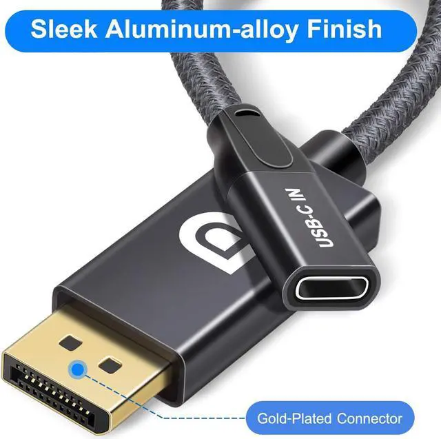 Alt view image 3 of 7 - USB C Female to DisplayPort Male Cable Adapter USB Type C 3.1 Input to DP Ouput Converter 4K 60Hz USBC Thunderbolt 3 Adapter for New MacBook Pro Mac Air Chromebook Pixel and More